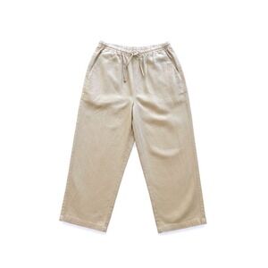 Coldwater Creek Womens Small Linen Rayon Blend Wide Leg‎ Drawstring Capris Beige